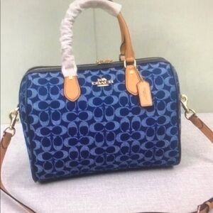 Coach Rowan Satchel Bag In Signature Denim Canvas NWT CY699